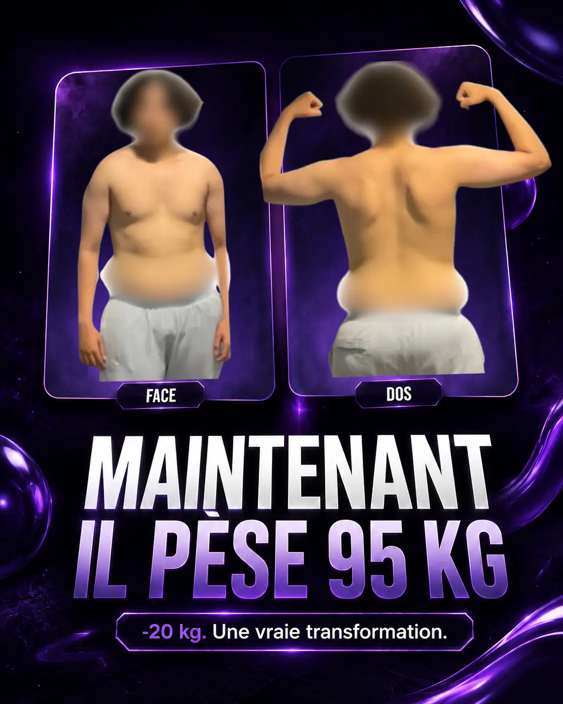 Adam après transformation, 95 kg